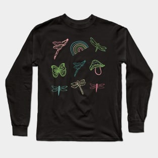 Butterfly, dragonfly and mushroom Long Sleeve T-Shirt